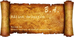 Bálint Arisztid névjegykártya